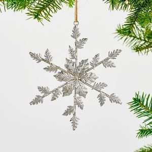 Pottery Barn Silver Snowflake Christmas Tree Ornament Decoration Holiday Iron